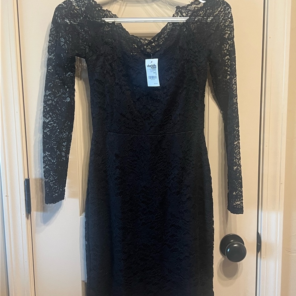 Charlotte Russe Blue Long Sleeve V-Neck Sheath Dress
